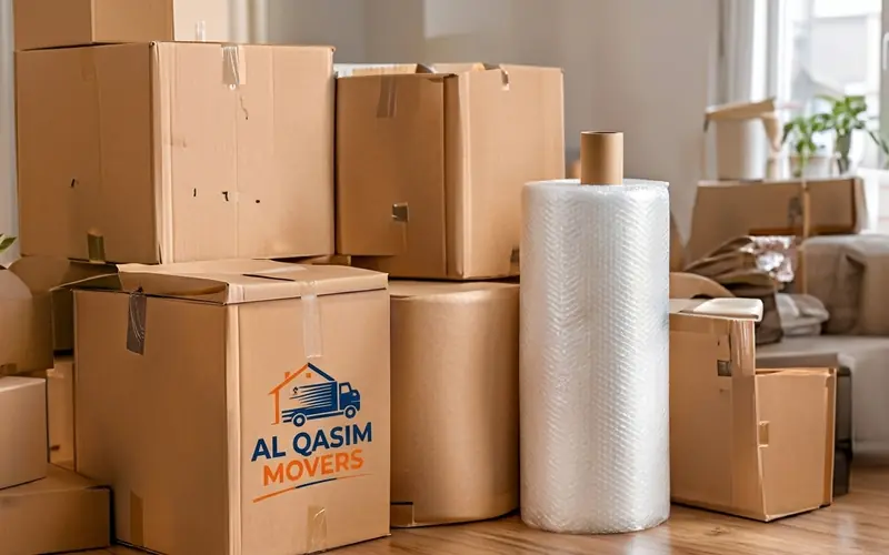 تغليف الأغراض المنزلية في صناديق